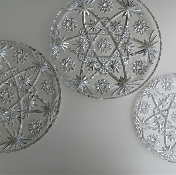 Vintage Anchor Hocking Star Of David Prescut Glass Plate 13.5" - Picture 4 of 15